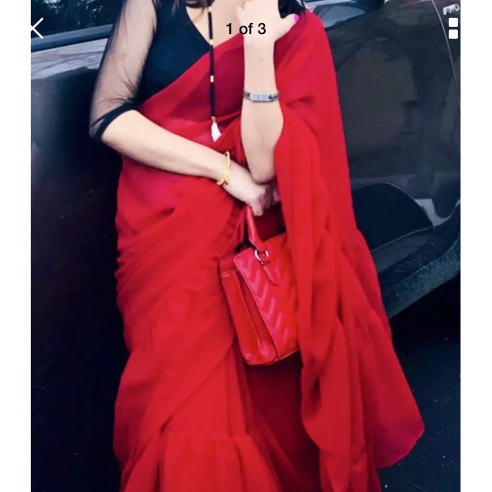 Bollywood indian party wear red saree